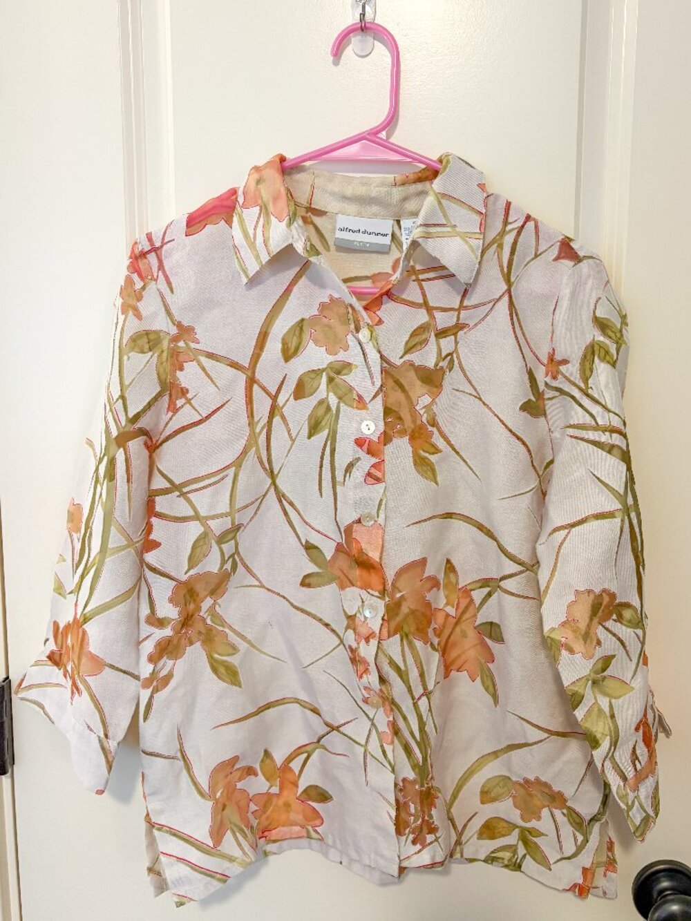 Alfred Dunner Petite Floral Burnout Button-Up